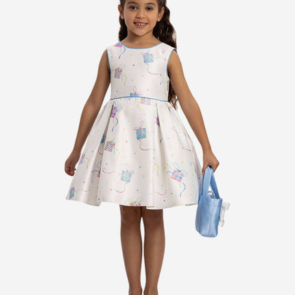 DRESS & Fleur Girls Party Dress with Bag in Blue