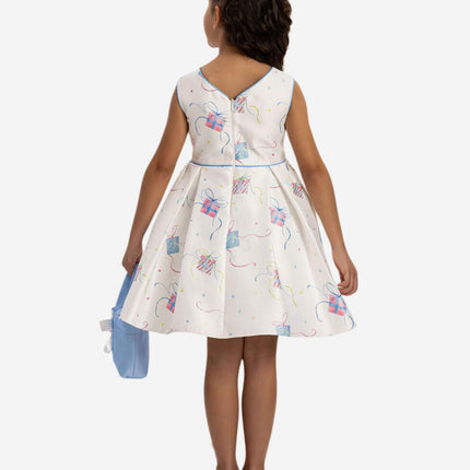 DRESS & Fleur Girls Party Dress with Bag in Blue