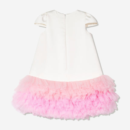 DRESS & Fleur Girls Tulle Trim Occasion Dress in Ivory