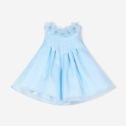 DRESS & Fleur Baby Girls Occasion Dress with Headband in Blue
