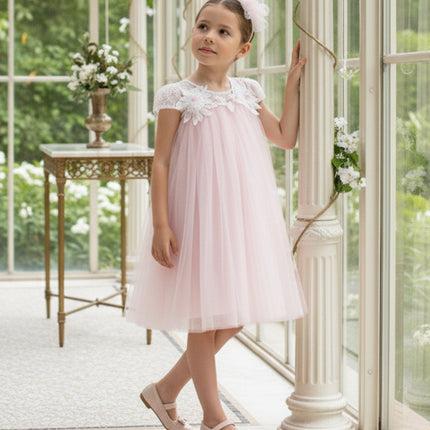 DRESS & Fleur Girls Flower Occasion Dress with Headband in Pink