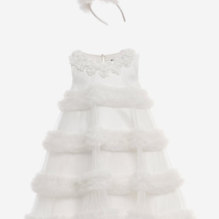 DRESS & Fleur Girls Occasion Dress with Headband in Ivory