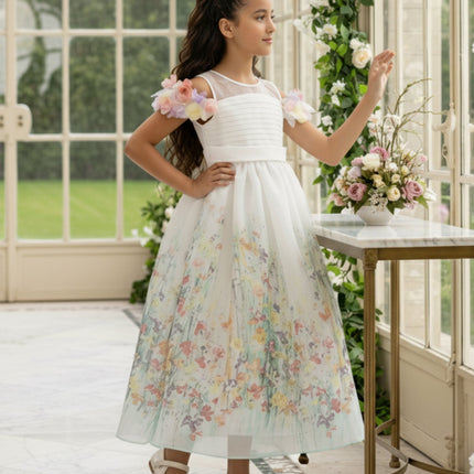 DRESS & Fleur Girls Floral Occasion Dress in Ivory