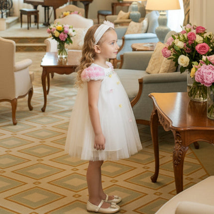 DRESS & Fleur Baby Girls Occasion Dress with Headband in Ivory
