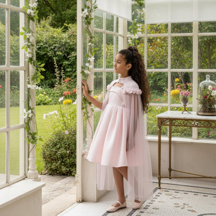 DRESS & Fleur Girls Occasion and Cape Set in Pink