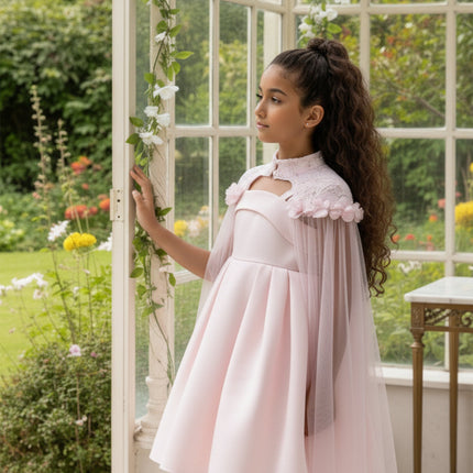 DRESS & Fleur Girls Occasion and Cape Set in Pink