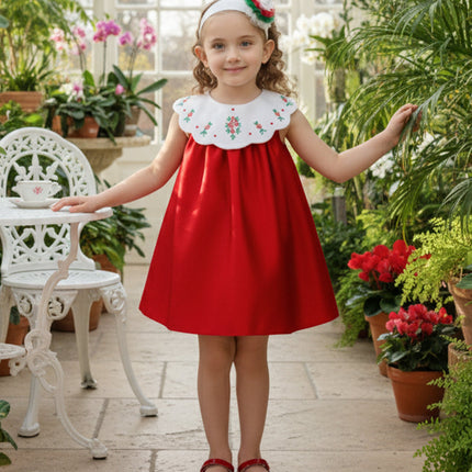 DRESS & Fleur Baby Girls Occasion Dress with Headband in Red