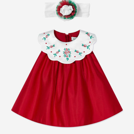 DRESS & Fleur Baby Girls Occasion Dress with Headband in Red