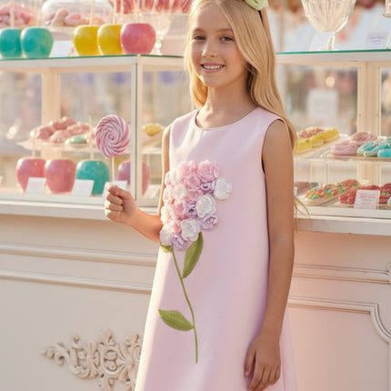 DRESS & Fleur Girls Flower Occasion Dress with Headband in Pink