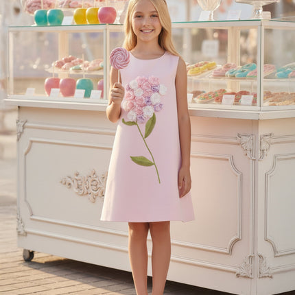 DRESS & Fleur Girls Flower Occasion Dress with Headband in Pink