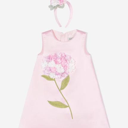 DRESS & Fleur Girls Flower Occasion Dress with Headband in Pink