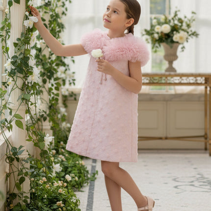 DRESS & Fleur Girls Occasion Dress and Cape Set in Pink