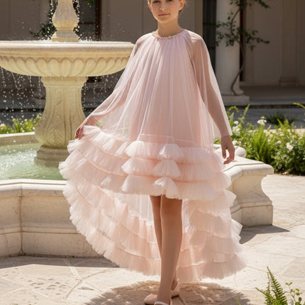 DRESS & Fleur Girls Occasion Dress and Cape Set in Pink