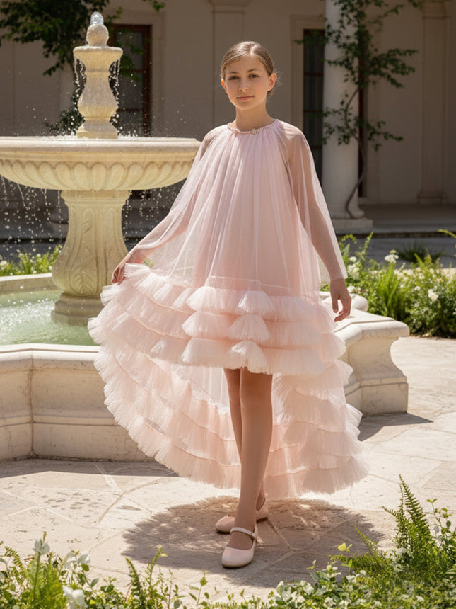 DRESS & Fleur Girls Occasion Dress and Cape Set in Pink