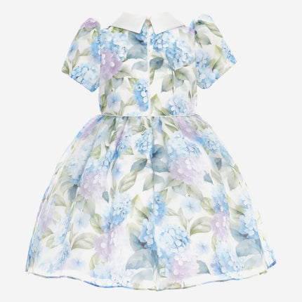 DRESS & Fleur Girls Floral Occasion Dress with Bag in Blue