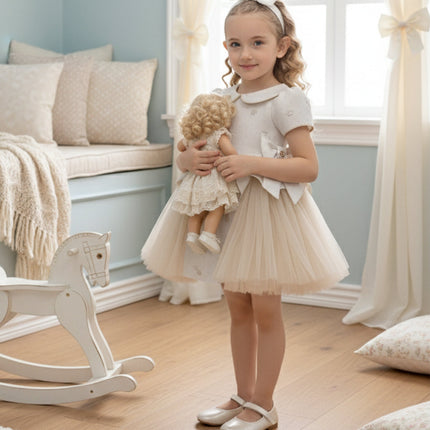 DRESS & Fleur Baby Girls Occasion Dress with Headband in Ivory