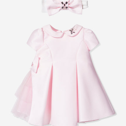 DRESS & Fleur Baby Girls Occasion Dress with Headband in Pink
