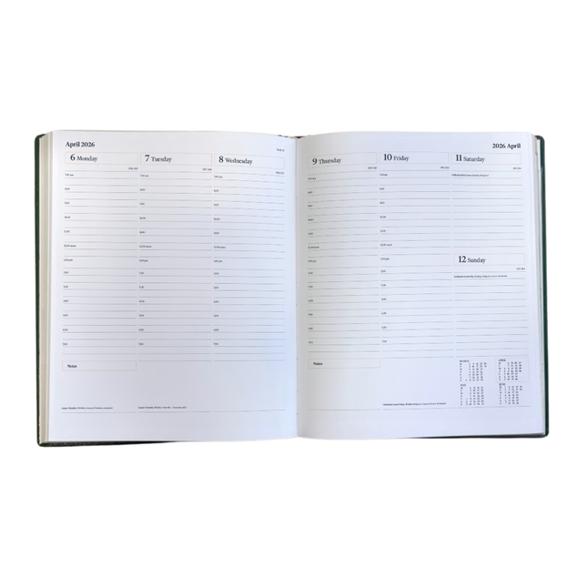 2026 Desk Diary - Week-to-View Planner- Green (DCG-26)