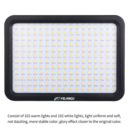 YELANGU YLG0504B 204 LEDs 1000LM 3300-5600K No Polar Dimmable Studio Light Video & Photo Light for Canon, Nikon, DSLR Cameras, 204 LEDs