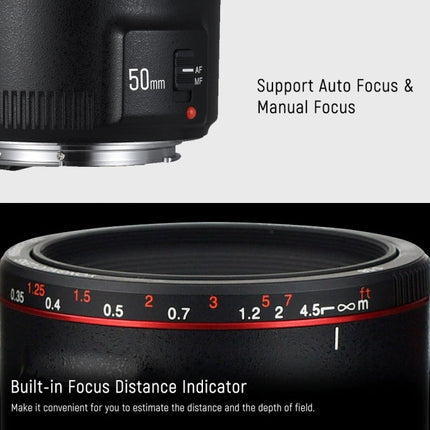 YONGNUO YN50MM F1.8C II F1.8 Auto Focus Lens for Canon EF Mount New Lens, YN50MM F1.8C II