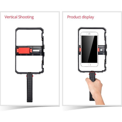YLG0901B Vlogging Live Broadcast Smartphone Plastic Cage Video Rig Filmmaking Recording Handle Stabilizer Bracket for iPhone, Galaxy, Huawei, Xiaomi, HTC, LG, Google, and Other Smartphones