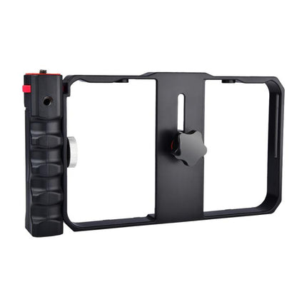 YLG0901B Vlogging Live Broadcast Smartphone Plastic Cage Video Rig Filmmaking Recording Handle Stabilizer Bracket for iPhone, Galaxy, Huawei, Xiaomi, HTC, LG, Google, and Other Smartphones