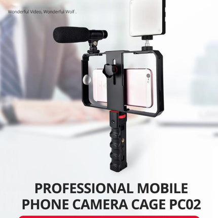 YLG0901B Vlogging Live Broadcast Smartphone Plastic Cage Video Rig Filmmaking Recording Handle Stabilizer Bracket for iPhone, Galaxy, Huawei, Xiaomi, HTC, LG, Google, and Other Smartphones