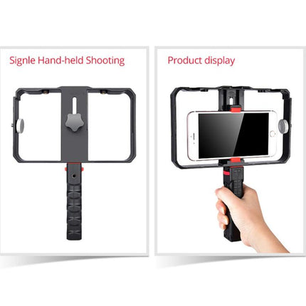 YLG0901B Vlogging Live Broadcast Smartphone Plastic Cage Video Rig Filmmaking Recording Handle Stabilizer Bracket for iPhone, Galaxy, Huawei, Xiaomi, HTC, LG, Google, and Other Smartphones