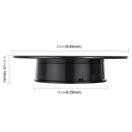 25cm 360 Degree Electric Rotating Turntable Display Stand Video Shooting Props Turntable for Photography, Load 3kg, Powered by Battery, 25cm/Powered by Battery(B), 25cm/Powered by Battery(BW), 25cm/Powered by Battery(W)