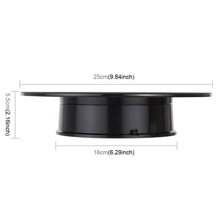 25cm 360 Degree Electric Rotating Turntable Display Stand Video Shooting Props Turntable for Photography, Load 3kg, Powered by Battery, 25cm/Powered by Battery(B), 25cm/Powered by Battery(BW), 25cm/Powered by Battery(W)