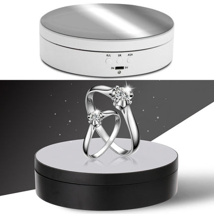 13.8cm Mirror Style USB Charging Smart 360 Degree Rotating Turntable Display Stand Video Shooting Props Turntable for Photography, Load 3kg, 13.8cm Mirror/Powered by USB(W)