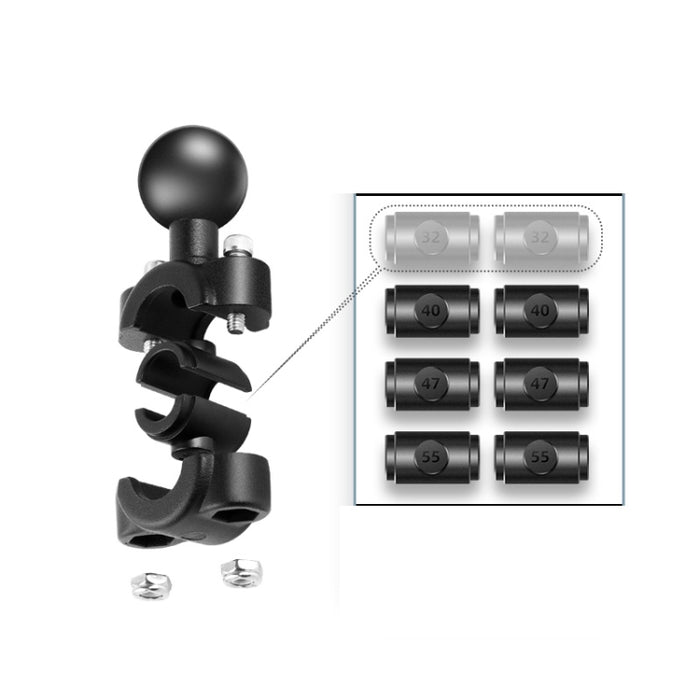 25mm Ball Head Motorcycle Rearview Mirror Fixed Mount Holder with 4 Styles Gaskets for GoPro, Insta360, DJI and Other Action Cameras, 25mm Ball Head with 4 Styles Gaskets