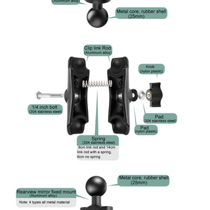 6cm Connecting Rod Fixed Motorcycle Mount Holder for GoPro, Insta360, DJI and Other Action Cameras, 6cm Connecting Rod
