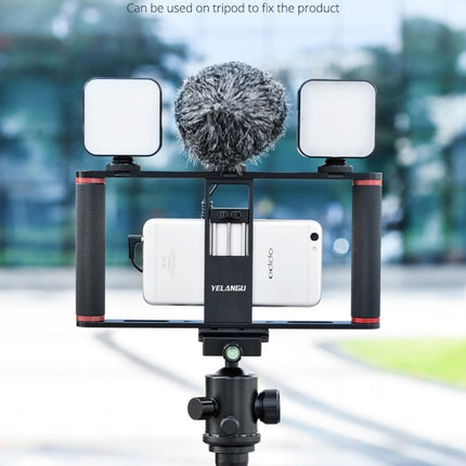 YELANGU PC05 YLG0909B Vlogging Live Broadcast Smartphone Metal Cage Video Rig Filmmaking Recording Handle Stabilizer Bracket for iPhone, Galaxy, Huawei, Xiaomi, HTC, LG, Google, and Other Smartphones, YLG0909B