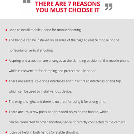 YELANGU PC02A Vlogging Live Broadcast Plastic Cage Video Rig Filmmaking Stabilizer Bracket for iPhone, Galaxy, Huawei, Xiaomi, HTC, LG, Google, and Other Smartphones, PC02A