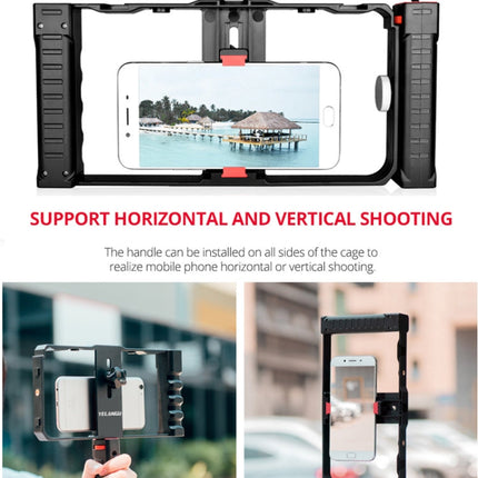 YELANGU PC02A Vlogging Live Broadcast Plastic Cage Video Rig Filmmaking Stabilizer Bracket for iPhone, Galaxy, Huawei, Xiaomi, HTC, LG, Google, and Other Smartphones, PC02A