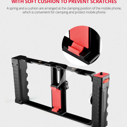 YELANGU PC02A Vlogging Live Broadcast Plastic Cage Video Rig Filmmaking Stabilizer Bracket for iPhone, Galaxy, Huawei, Xiaomi, HTC, LG, Google, and Other Smartphones, PC02A