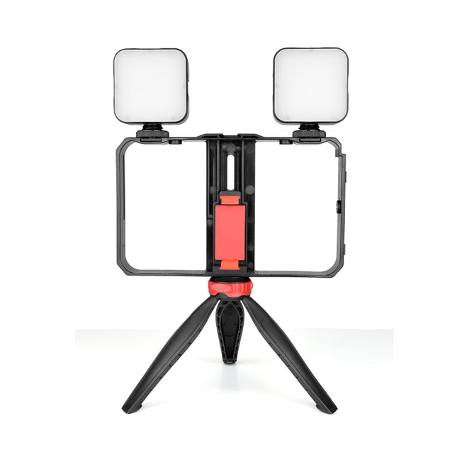 YELANGU PC203 YLG1801C Vlogging Live Broadcast LED Selfie Light Smartphone Video Rig Handle Stabilizer Plastic Bracket Tripod Kits, PC203