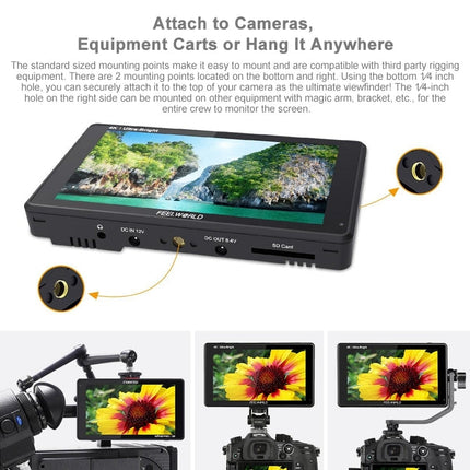 FEELWORLD LUT6S 1920x1080 2600 nits 6 inch IPS Screen HDMI 4K Touch Screen SDI HDI Camera Field Monitor