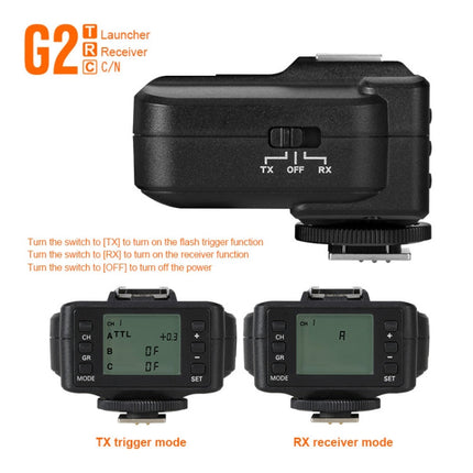 TRIOPO G2 Wireless Flash Trigger 2.4G Receiving / Transmitting Dual Purpose TTL High-speed Trigger for Nikon Camera, G2 For Nikon Camera