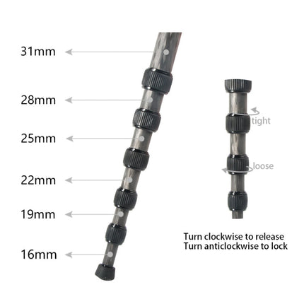 BEXIN P306C Portable Travel Outdoor DSLR Camera Carbon Fiber Monopod Holder, P306C