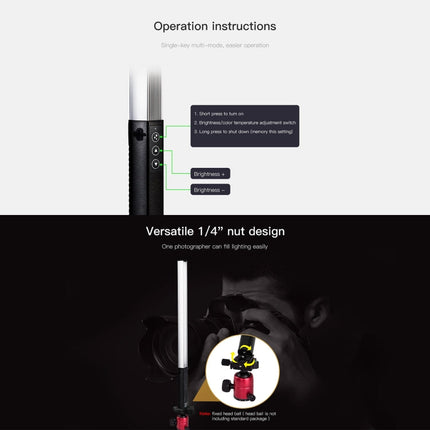 LUXCeO Q508S Dual Color Temperature 1000LM Photo LED Stick Video Light Handheld LED Fill Light Flash Lighting Lamp, Q508S