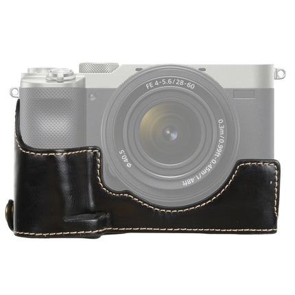 1/4 inch Thread PU Leather Camera Half Case Base for Sony ILCE-7C/A7C, For Sony ILCE-7C/A7C