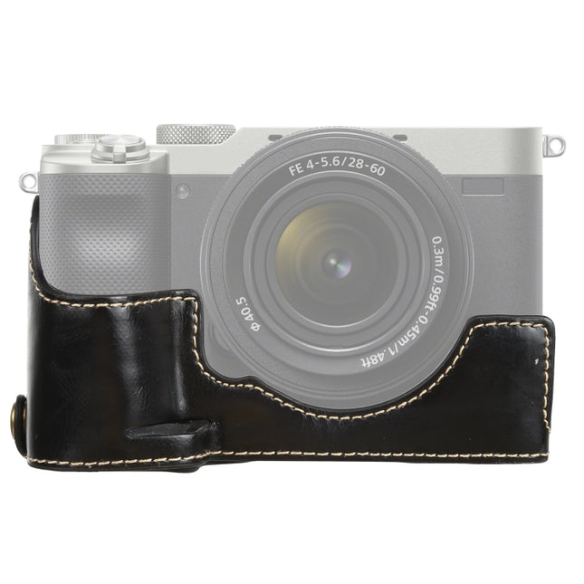 1/4 inch Thread PU Leather Camera Half Case Base for Sony ILCE-7C/A7C, For Sony ILCE-7C/A7C