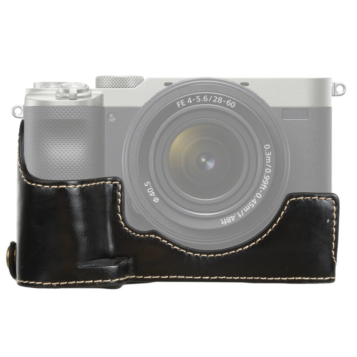 1/4 inch Thread PU Leather Camera Half Case Base for Sony ILCE-7C/A7C, For Sony ILCE-7C/A7C