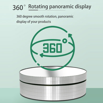 12cm 360 Degree Rotating Turntable Mirror Electric Display Stand Video Shooting Props Turntable, Load: 3kg, 12cm Mirror Black, 12cm Mirror White