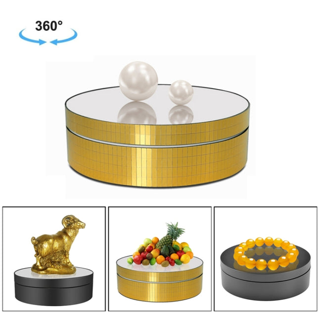 12cm 360 Degree Rotating Turntable Mirror Electric Display Stand Video Shooting Props Turntable, Load: 3kg, 12cm Mirror Sequins Gold, 12cm Mirror Sequins Silver