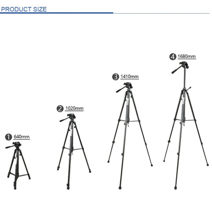 WeiFeng WT-3560 3-Section Folding Legs Live Broadcast Aluminum Alloy Tripod Mount, WT-3560