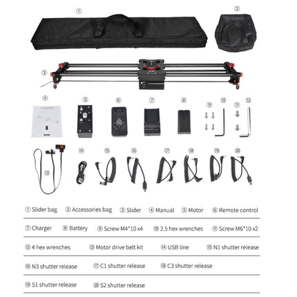 YELANGU L80TC 80cm Electrical Slide Rail Track with 2.4GHz Remote Control for SLR Cameras / Video Cameras, L80TC 80cm