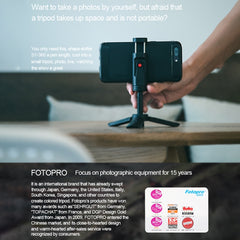 Fotopro SY-360 Desktop Vlogging Tripod Mount with 360 Degree Rotation Phone Clamp for Small Digital Cameras & Smartphones, SY-360 (Black)